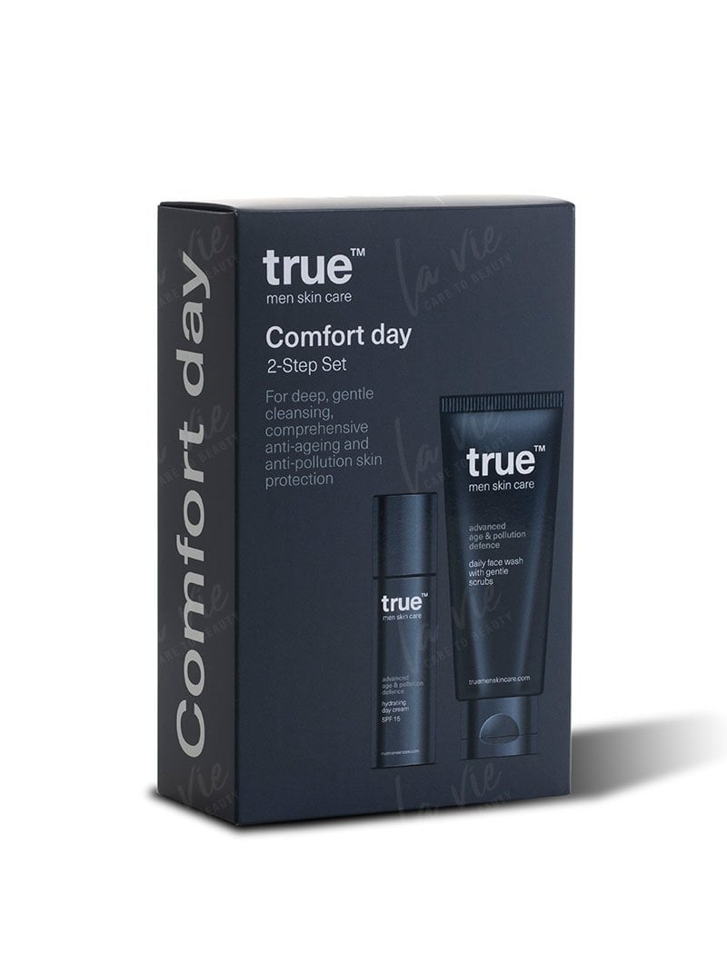 True - Comfort Day 2-Step Set Żel myjąco-łagodzący + Krem nawilżający UV SPF 15 Zestaw 50 ml + 100 ml