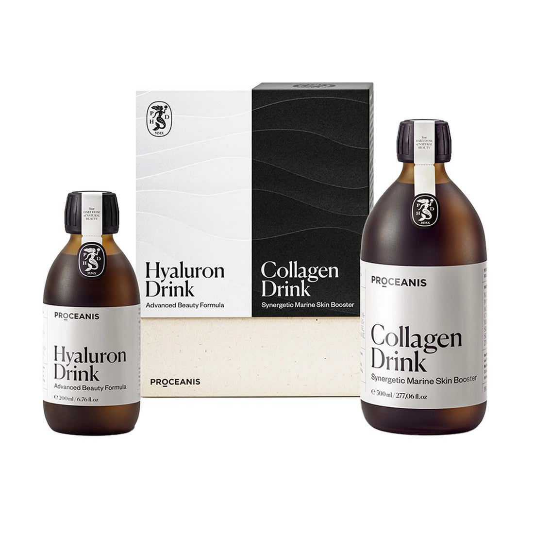 Proceanis - Day and Night Zestaw napoju kolagenowego i hialuronowego, suplementy diety 500 ml + 200 ml
