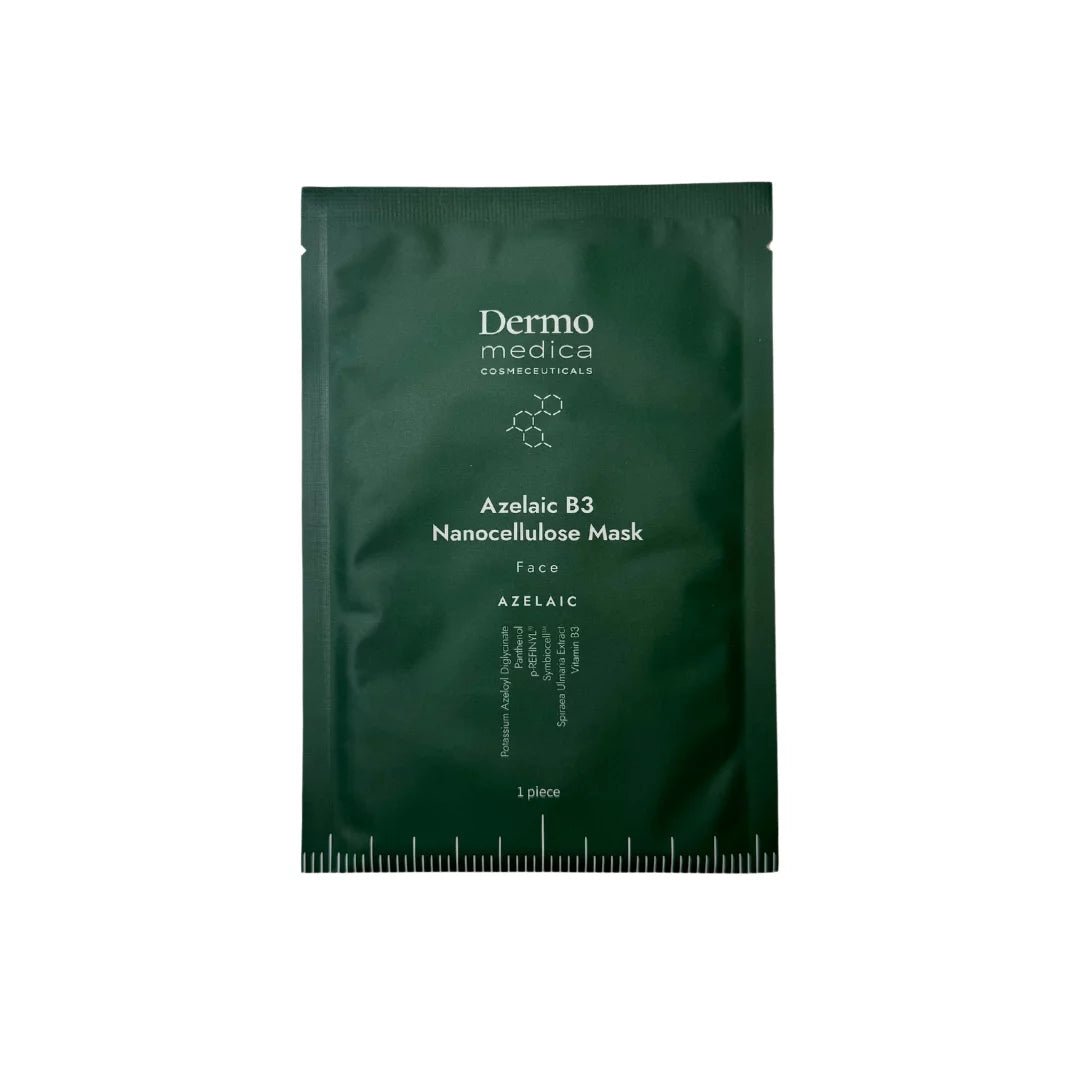 Dermomedica - Azelaic B3 Nanocellulose Mask / Face Nanocelulozowa maska terapeutyczna o działaniu przeciwzapalnym, przeciwzaskórnikowym, seboregulującym i rozjaśniającym 1 szt.