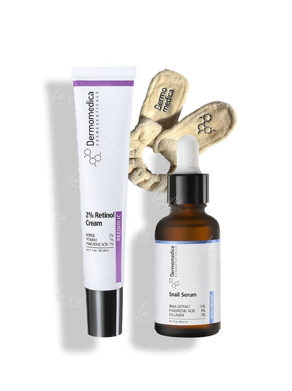 Dermomedica - Retinol Cream + Snail Serum Zestaw przeciwstarzeniowy: Krem z Retinolem 2% + Serum z Ekstraktem ze Ślimaka + Opaska kosmetyczna