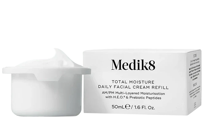 Medik8 Medik8 - Total Moisture Daily Facial Cream Refil - Głęboko nawilżający krem na dzień i na noc z kompleksem H.E.O. oraz peptydem prebiotycznym (wkład) 50 ml