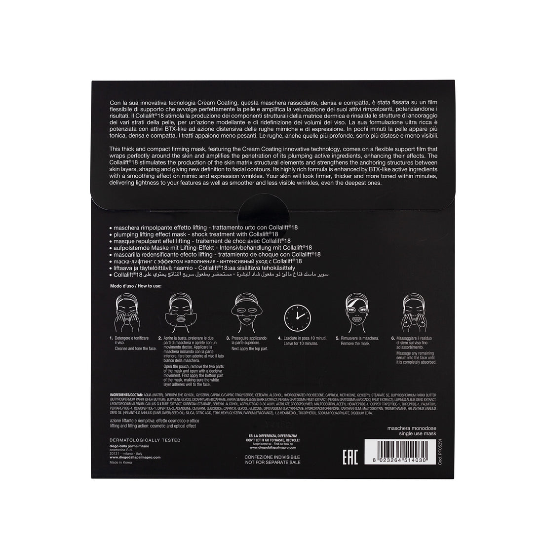 Diego dalla Palma - Supermask Fillift Plumping Lifting Effect Mask Superwypełniająca maska z efektem liftingu 2 szt