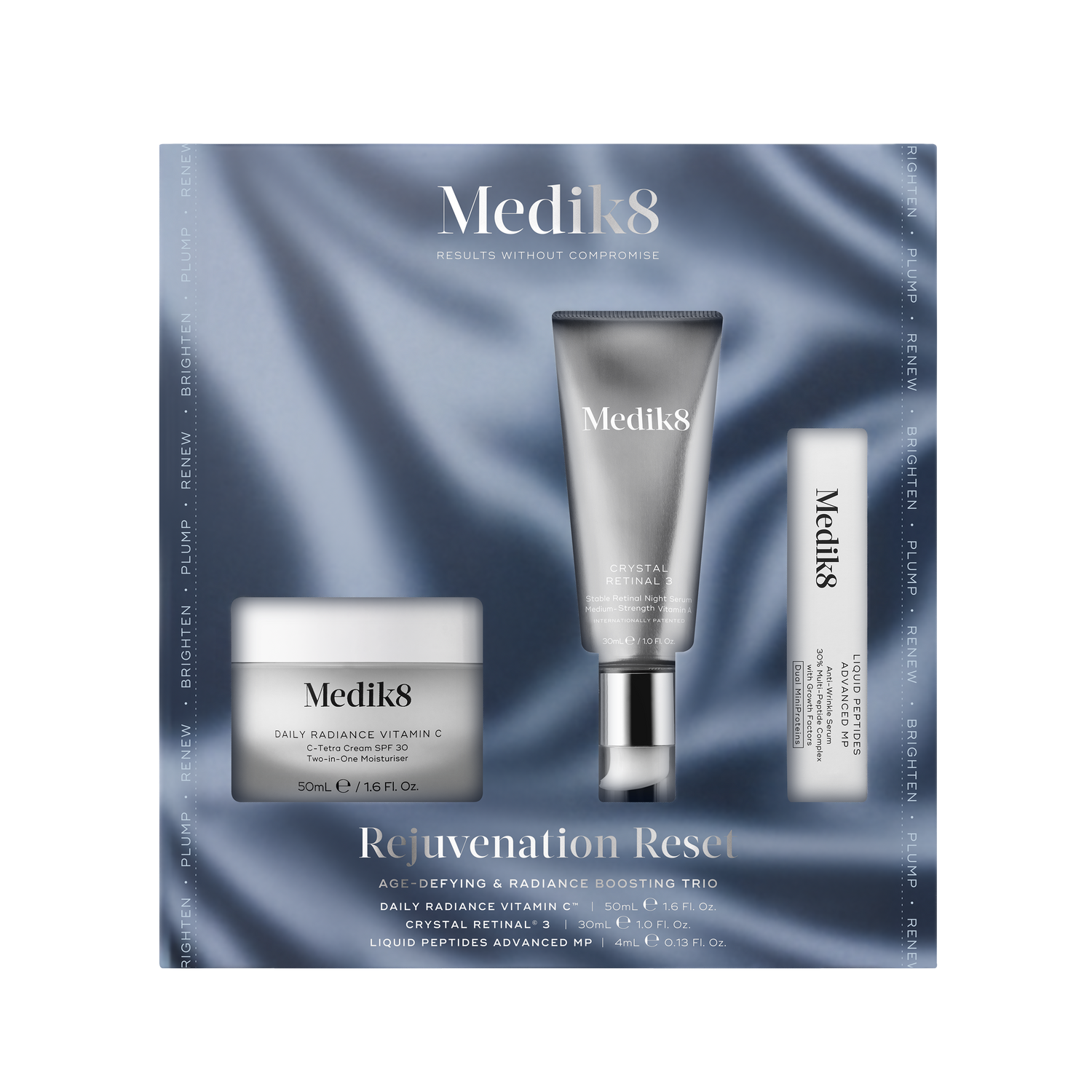 Medik8 - Rejuvenation Reset Zestaw odmładzający Daily Radiance 50 ml + Crystal Retinal 3 30 ml + Liquid Peptides Advanced MP 5 ml