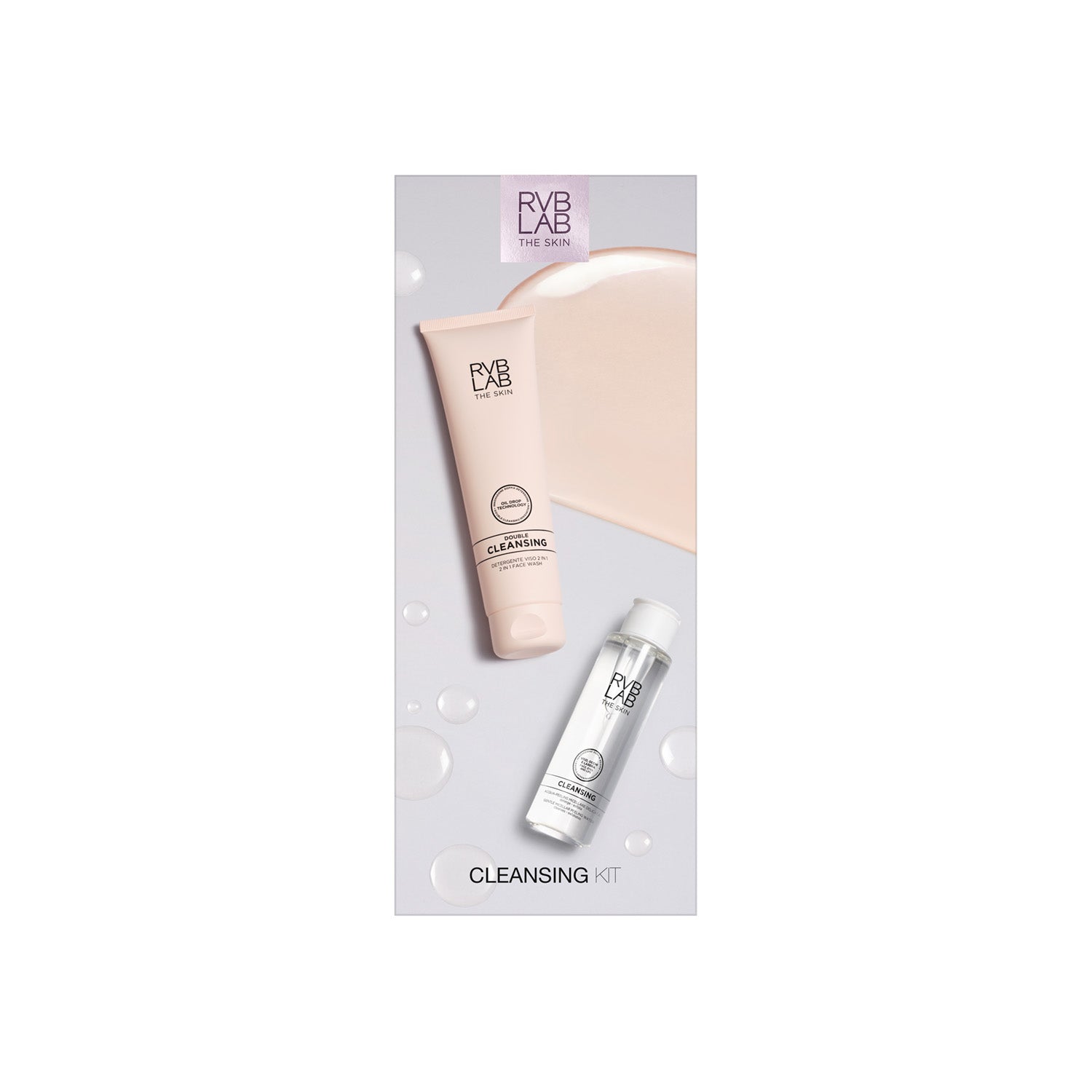RVB LAB The Skin -Cleansing KIT MICROBIOMA DOUBLE CLEANSING 2IN1 FACE WASH + GENTLE MICELLAR PEELING WATER- oczyszczający olejek w żelu 150ml + mikrozłuszczająca esensja 100 ml
