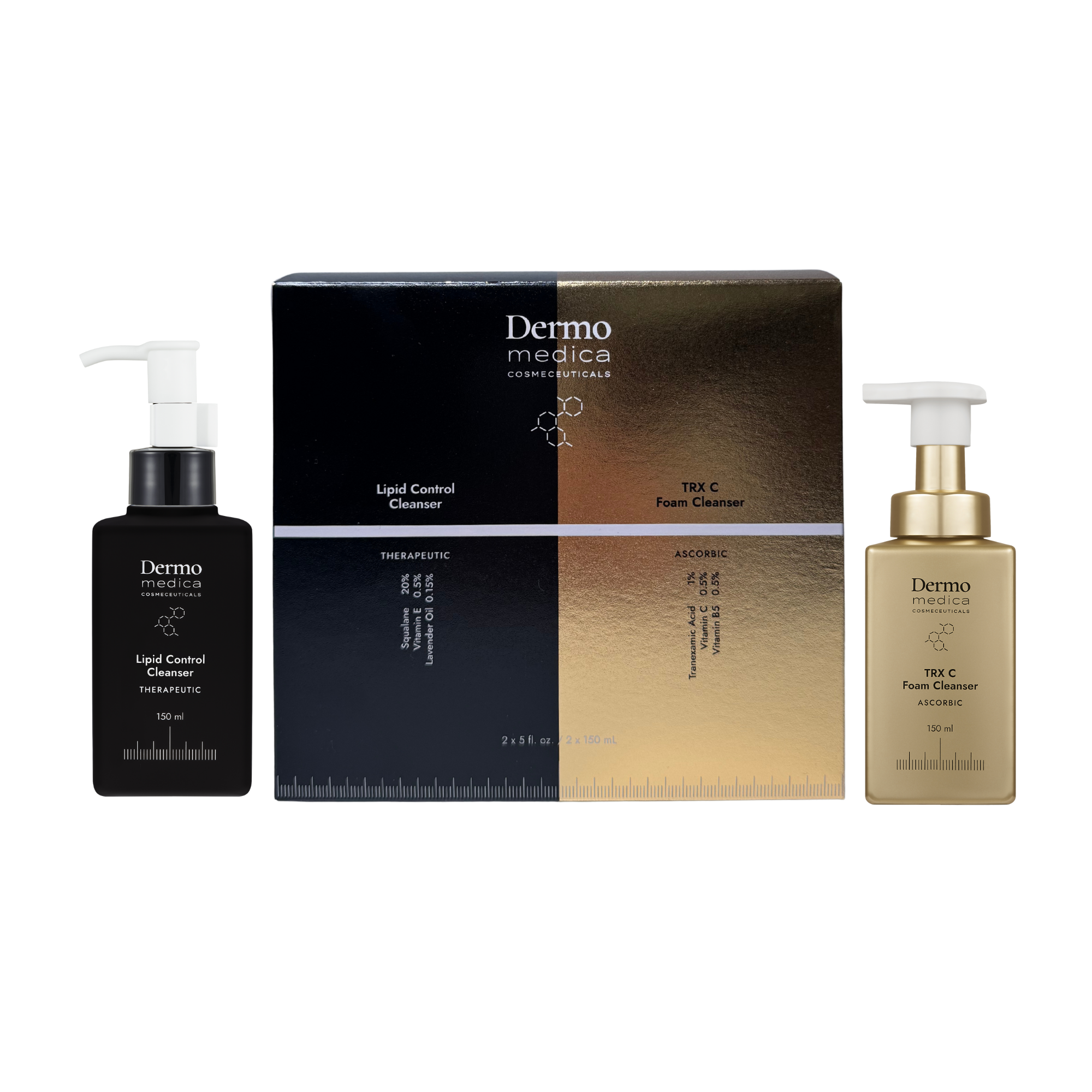 Dermomedica - Zestaw Lipid Control Cleanser + TRX C Foam Cleanser - Zestaw olejeku hydrofilowego do mycia oraz pianki do mycia z witamina C 2x150 ml