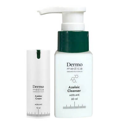 Dermomedica Dermomedica - Azelaic Cleanser + Azelaic Cream Mini ZESTAW Krem z kwasem azelainowym, witaminą E i heksylorezorcynolem 15 ml + Żel do mycia z kwasem azelainowym 60 ml