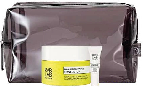 RVB LAB The Skin - Hyalu C+ KIT Rozświetlający krem przeciwstarzeniowy 50 ml, wygładzający krem na okolicę oczu 5 ml Zestaw z kosmetyczką Candy Gloss