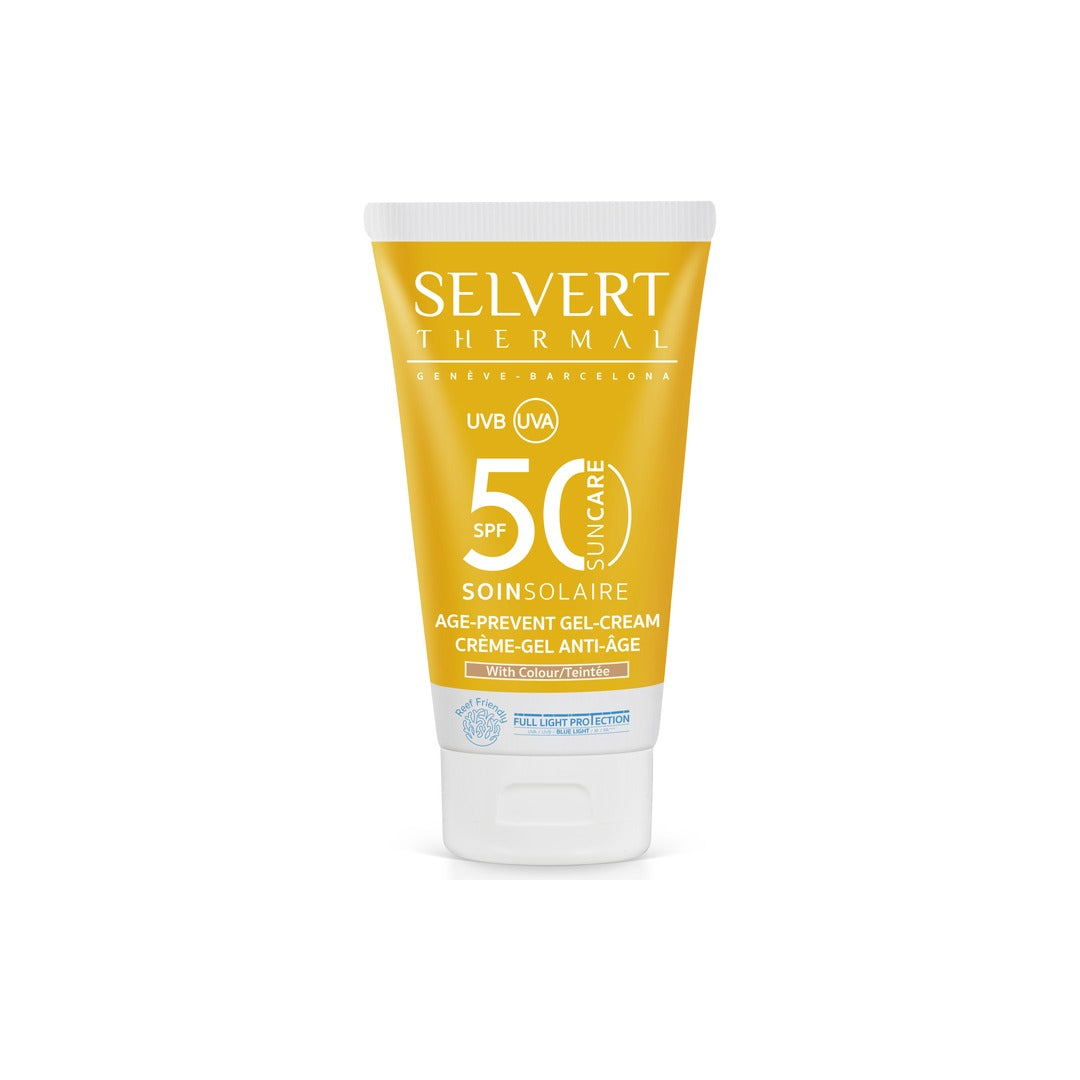 Selvert Thermal - AGE PREVENT GEL-CREAM WITH COLOUR SPF 50 Lekki krem do twarzy SPF 50 z kolorem 50 ml